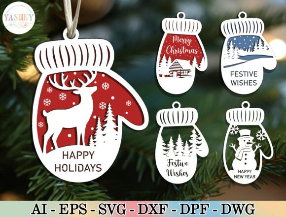 Download Christmas Mitten Ornament SVG Bundle - Christmas Collection