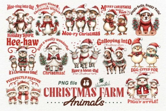 Download Christmas Farm Animals Sublimation PNG - Christmas Collection