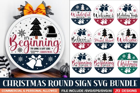 Download Christmas Round Sign Bundle/ Farmhouse P - Christmas Collection