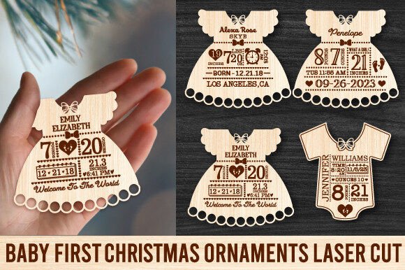 Download Baby First Christmas Ornaments Laser Cut - Christmas Collection