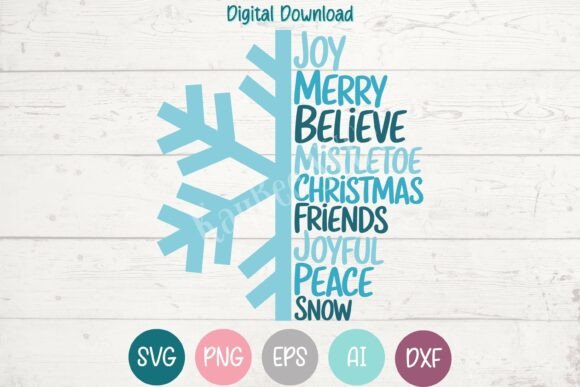 Download Half Snowflake with Christmas Words SVG - Christmas Collection