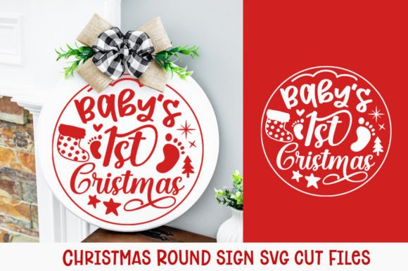 Download Baby 1st Christmas Round Sign, Svg Files - Christmas Collection