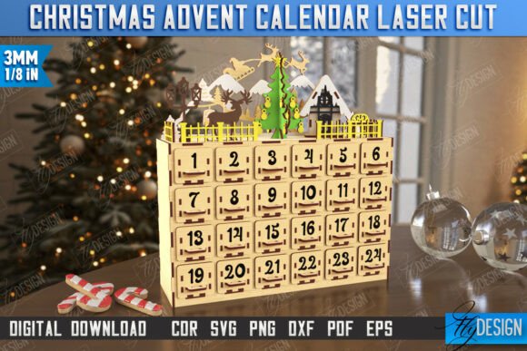 Download Christmas Advent Calendar Laser Cut |CNC - Christmas Collection
