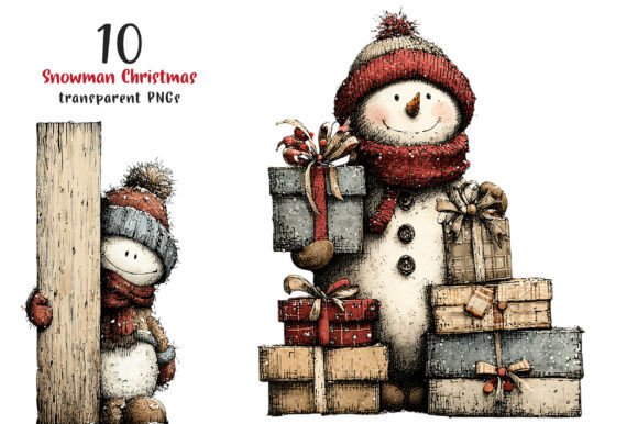 Download Whimsical Peeking Snowman Christmas PNG - Christmas Collection