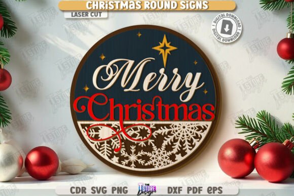 Download Christmas Round Sign Laser Cut | Winter - Christmas Collection