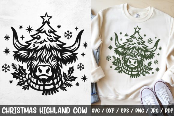 Download Christmas Highland Cow SVG Cut File - Christmas Collection