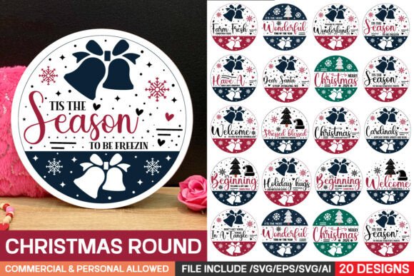 Download Christmas Round Sign Bundle/ Farmhouse - Christmas Collection