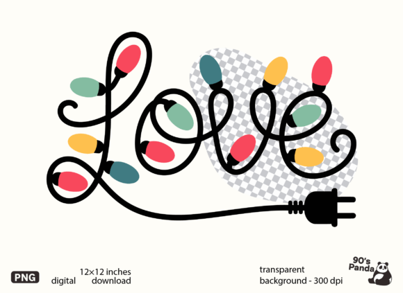 Download Christmas Lights - Love PNG Design - Christmas Collection