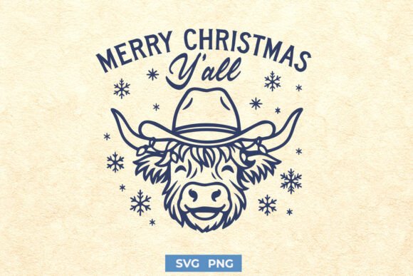 Download Merry Christmas Y’all SVG – Highland Cow - Christmas Collection
