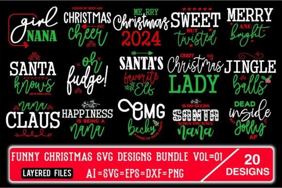 Download Funny Christmas SVG Designs Bundle Vol.1 - Christmas Collection
