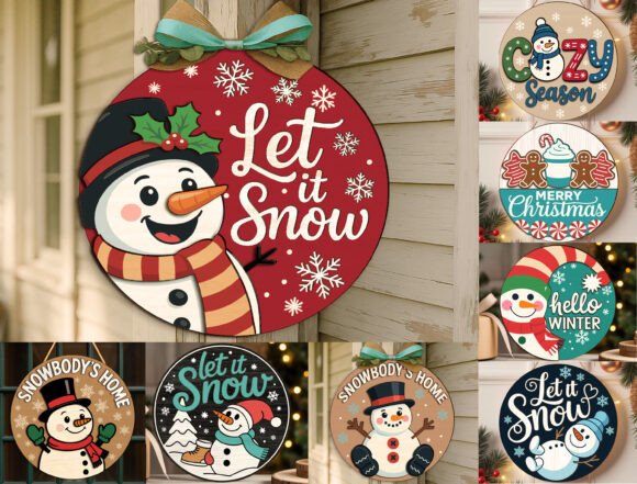 Download Snowman Christmas Door Sign Bundle Svg - Christmas Collection