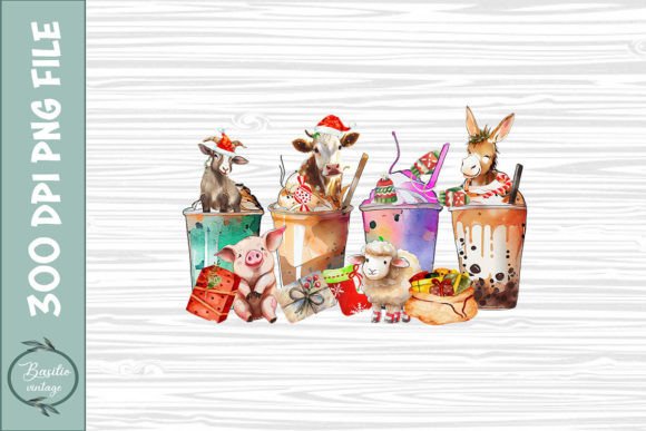 Download Christmas Farm Animals Boba Tea - Christmas Collection