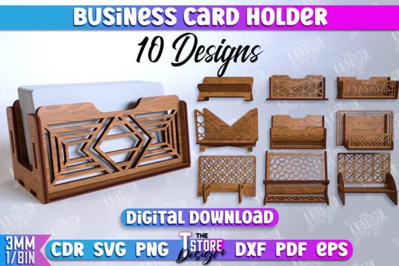 Download Desktop Business Card Holder Bundle |CNC - Holder Collection
