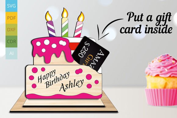 Download Birthday Cake Gift Card Money Holder SVG - Holder Collection