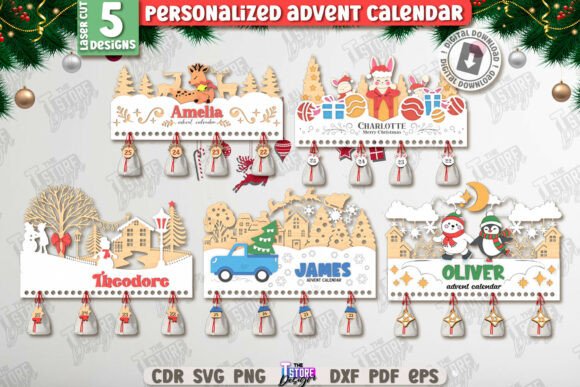 Download Christmas Advent Calendar Laser Cut Set - Christmas Collection