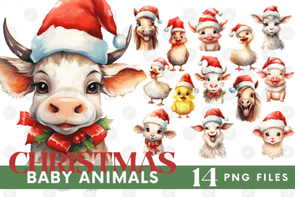 Download Funny Christmas Farm Animals Clipart PNG - Christmas Collection