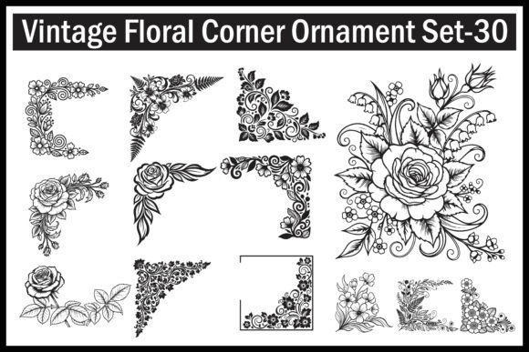 Download Vintage Floral Corner Ornament Art Set - Premium Resources